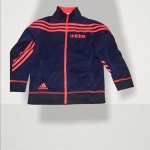 Adidas Tricot Track Jacket Boys Kids Size 7 Full Zip Black Red